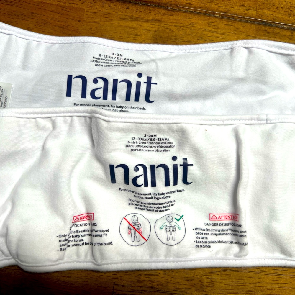 Nanit breathing band two sizes 0-3 M and 3-24 m